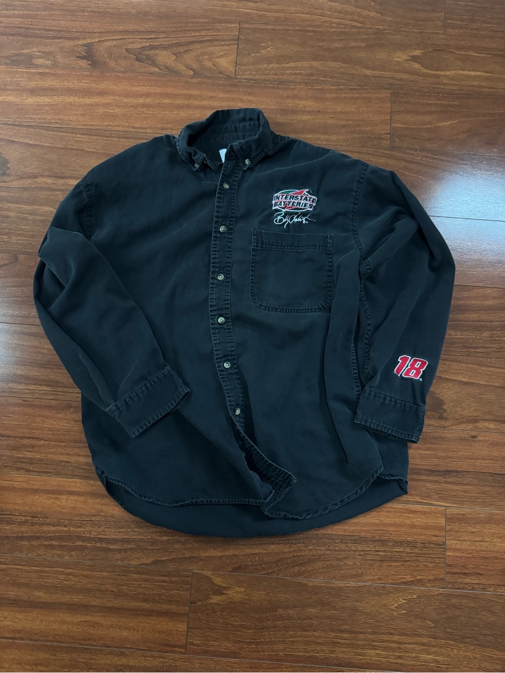 Vintage NASCAR Bobby Labonte #18 Interstate Batteries Long Sleeve Button-Up